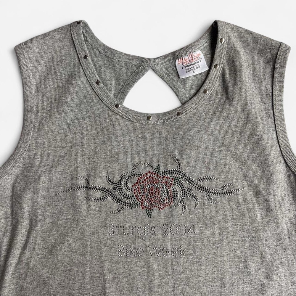 Vintage Biker Bedazzled‎ Grey Tank - Picture 5 of 7